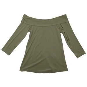 Anthropologie Copeland Sz L Off The Shoulder Top Olive Green Ribbed Long Sleeve